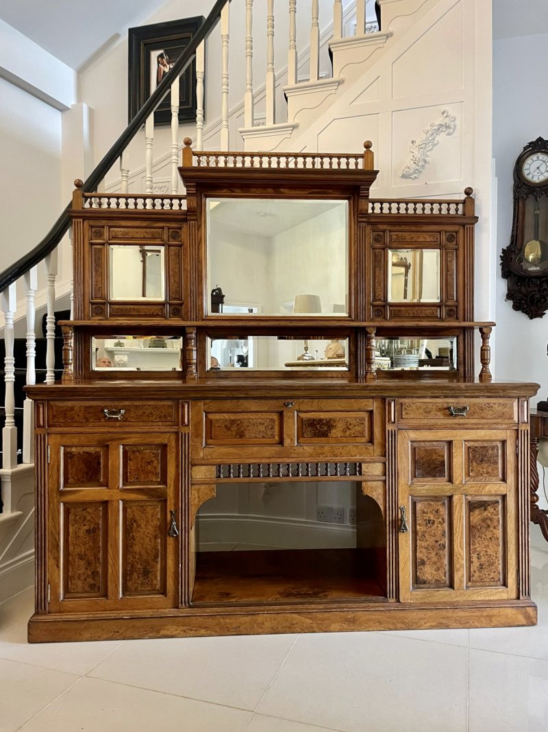 Outstanding Quality Antique Victorian Pollard Oak Mirror Back Sideboard by James Schoolbred